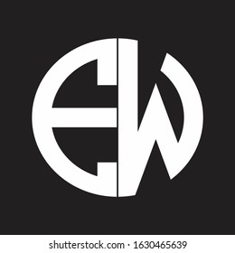 EW Initial Logo design Monogram Isolated on black and white