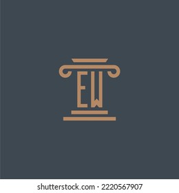 EW initial monogram for lawfirm logo with pillar design