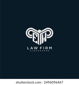 EW initial monogram logo lawfirm with pillar design