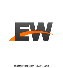 EW initial overlapping swoosh letter logo black orange