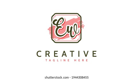 EW Initials, handwriting logo vector