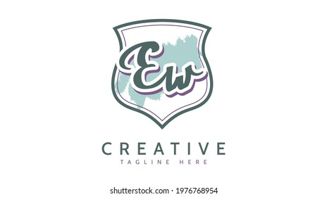 EW Initials, handwriting logo vector
