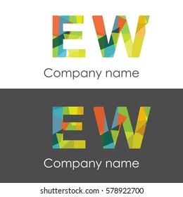 EW letter abstract mosaic shape icon colorful
