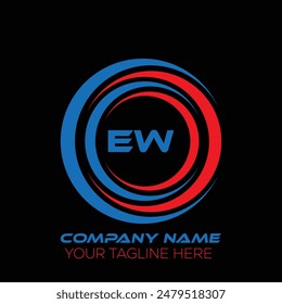 Diseño creativo del logotipo de la letra. NUEVO diseño único. Diseño del logotipo de la letra de EW sobre fondo negro.