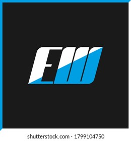 EW letter logo design on black background. EW creative initials letter logo concept. ew icon design. EW white and blue letter icon design on black background. E W