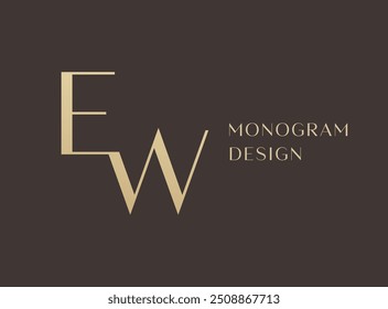 Design do ícone de logotipo da letra EW. Monograma de iniciais de luxo estilo clássico.