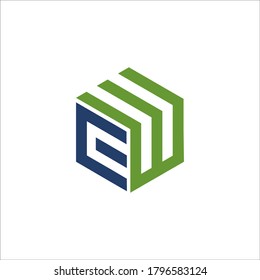 EW logo design vector sign