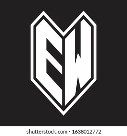 EW Logo monogram with emblem line style isolated on black background