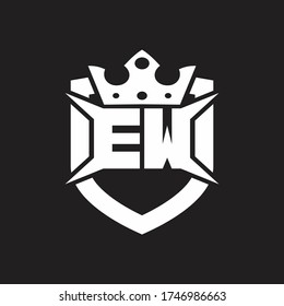 EW Logo monogram isolated with shield and crown design template