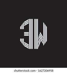 EW Logo monogram with outline style linked isolated on black background