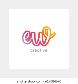 EW logo, vector. Useful as branding symbol, app icon, alphabet element, clip-art.