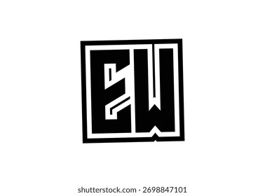 EW Modern Monogram Logo Design with Bold Geometric Shape and Minimal Frame.