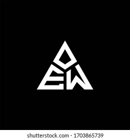 EW monogram logo with 3 pieces shape isolated on triangle design template