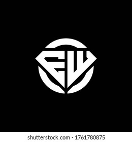EW monogram logo with diamond shape and ring circle rounded design template