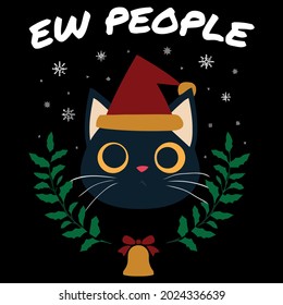 ew people funny christmas black cat wo design vector illustration for use in design and print wall art poster canvas