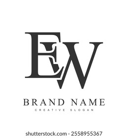 EW trendy logotype template. Initial letter e and w classic font style. Creative logo for company name or identity. Vector illustration.