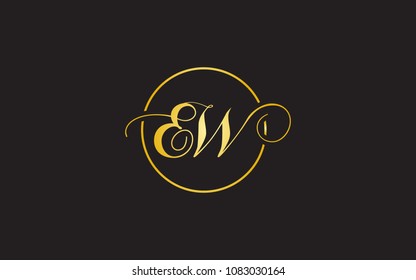 EW WE Circular Cursive Letter Initial Logo Design