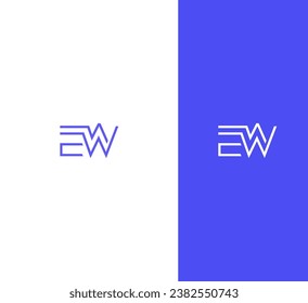 EW, WE letter logo design template elements. Modern abstract digital alphabet letter logo.