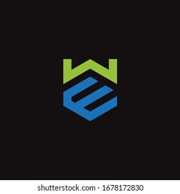 EW or WE unique monogram style vector logo design with blue and green.