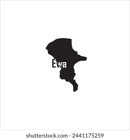 Ewa Nauru map and black lettering design on white background