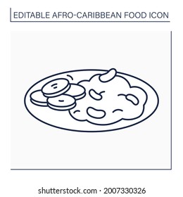 Ewa riro line icon. Beans porridge, Stewed beans. Yoruba traditional dish. Afro-Caribbean food.Local food concept. Isolated vector illustration. Editable stroke