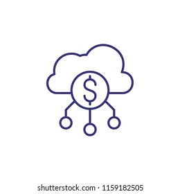 E-wallet cloud line icon. Digital money, internet banking, cryptocurrency. Bank concept. Vector illustration can be used for topics like e-commerce, money, internet