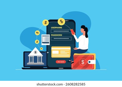 E-wallet concept, Cashless payment app, secure money online transaction concept