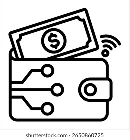 E-Wallet Features a digital wallet Symbolizing cashless payment