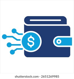 Ewallet Flat Blue Icon Vector Illustration