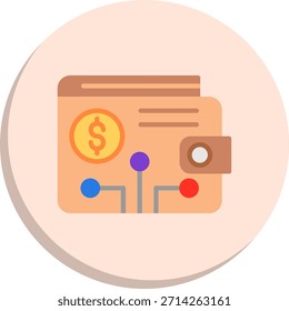 Icono de estilo de círculo plano de la billetera electrónica