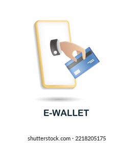 E-Wallet icon. 3d illustration from fintech collection. Creative E-Wallet 3d icon for web design, templates, infographics and more