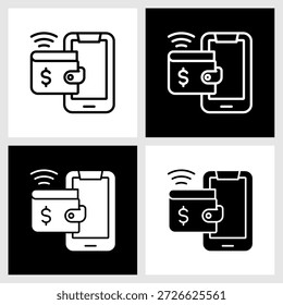 Ewallet Icon with Black and White Background