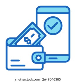 E-Wallet Icon Blue Vector Illustration