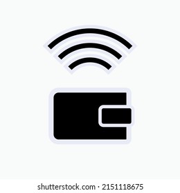 E-Wallet Icon. Cashless Pay System. Electronic Payment Symbol in Line Art Style - Vector.