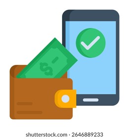 Ilustración vectorial plana del icono de la cartera electrónica