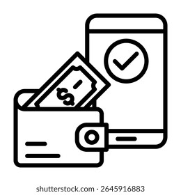 Ilustración vectorial de línea de iconos de billetera electrónica