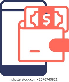 Icono de la billetera electrónica Ilustración vectorial de color mezclado