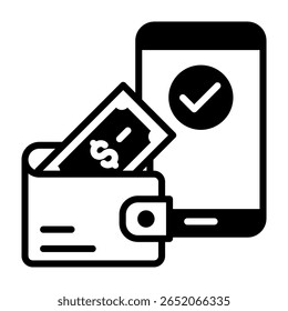 Icono de la cartera electrónica Ilustración vectorial mixta