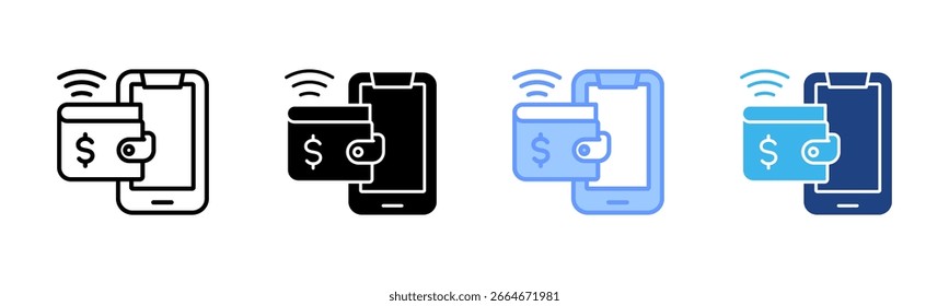 Ewallet icon set multiple style collection