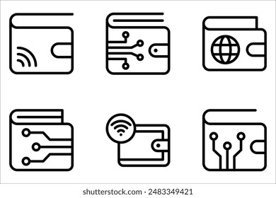 E-Wallet icon set, payment line flat vector icon for mobile application on white background