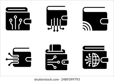 e-wallet icon set, payment line flat vector illustration on white background