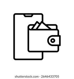 e-wallet icon vector with line style