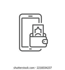 E-wallet for mobile payment line icon vector graphic