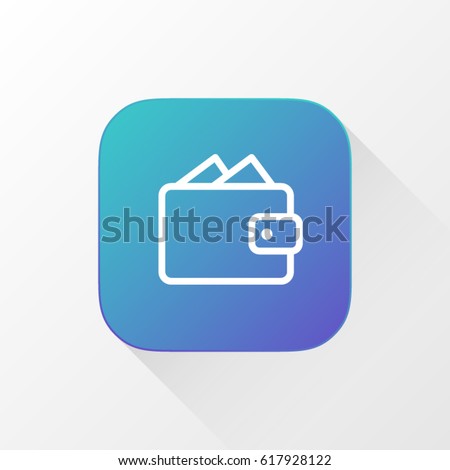 E-Wallet, payment application for mobile phone. Line flat vector icon, button and website design. Illustration isolated on white background. EPS 10 design, logo, app, infographic.
