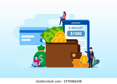 E-wallet payment application smartphone. Flat vector template Style Suitable for Web Landing Page, Background.