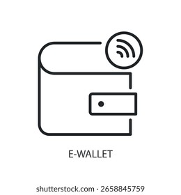 E-wallet línea delgada iconos vectoriales.