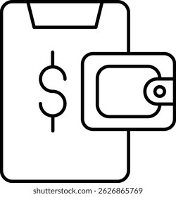 Ewallet Vector Line Icon Design