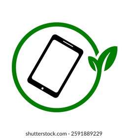 E-Waste clip art. Eco smartphone. Environmental conservation and recycling concept Icon vector illustration. Hardware recycle