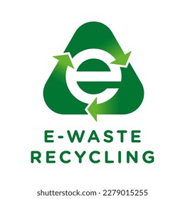 E-waste, electronics recycling vector icon badge