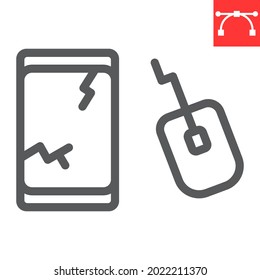 E-waste Line Icon, Recycle And Mouse, Electronic Waste Vector Icon, Vector Graphics, Editable Stroke Outline Sign, Eps 10